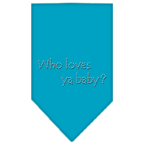 Who Loves Ya Baby Rhinestone Bandana Turquoise Large